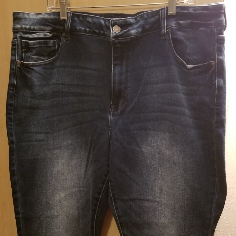 KanCan Skinny High Rise Dark Ripped Hem Jean - Stretch